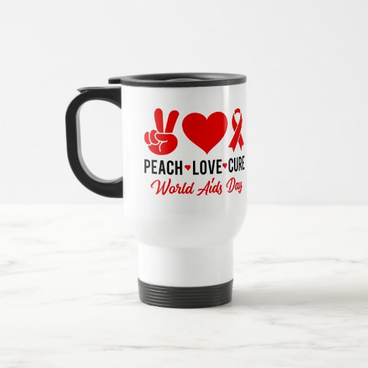 Peace Love Cure | AIDS-bewustzijn Reisbeker (Links)