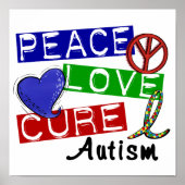 Peace Love Cure Autisme Poster (Voorkant)