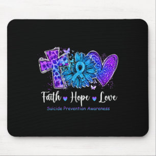 Peace Love Cure Blauwgroen en Paarse zonnebloem ze Muismat