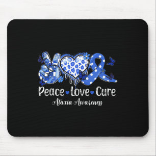 Peace Love Cure Blue Ribbon Ataxie Bewustzijn Muismat
