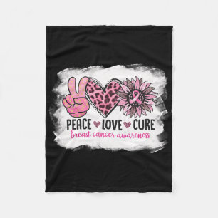 Peace Love Cure Breast Cancer Awareness Pink Ribbo Fleece Deken