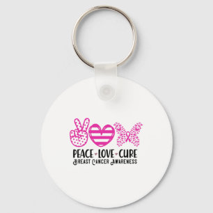 Peace Love Cure Breast Cancer Awareness Warrior Pi Sleutelhanger
