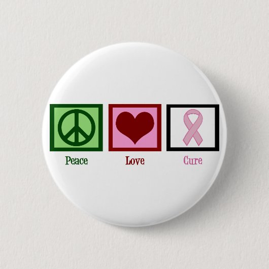 Peace Love Cure Breast Cancer Ronde Button 5,7 Cm (Voorkant)