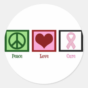 Peace Love Cure Breast Cancer Ronde Sticker
