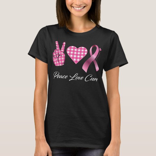 Peace Love Cure Breast Cancer T-shirt (Voorkant)