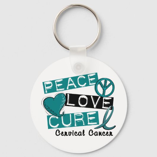 PEACE LOVE CURE CERVICAL CANCER SLEUTELHANGER (Voorkant)