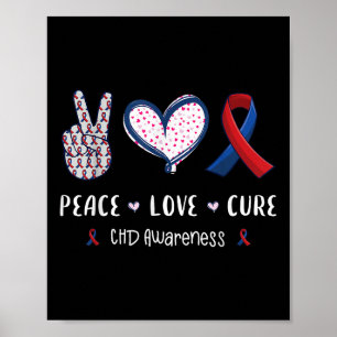Peace Love Cure Chd Heart Disease Awareness Mannen Poster