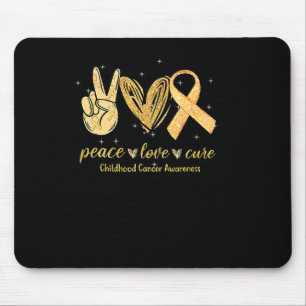 Peace Love Cure Childhood Cancer Awareness Gold Ri Muismat