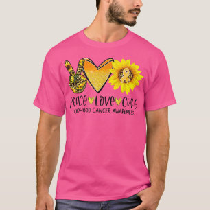 Peace Love Cure Childhood Cancer Awareness Sunflow T-shirt