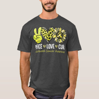 Peace Love Cure Childhood Cancer Awareness Yellow T-shirt