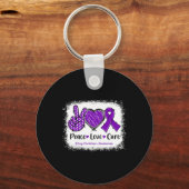 Peace Love Cure Drug Overdose Bewustmaking Paars R Sleutelhanger (Voorkant)