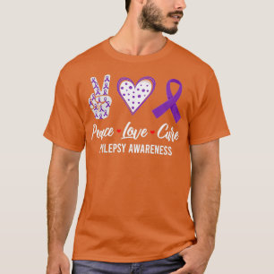 Peace Love Cure Epilepsy Awareness Support Day Pur T-shirt