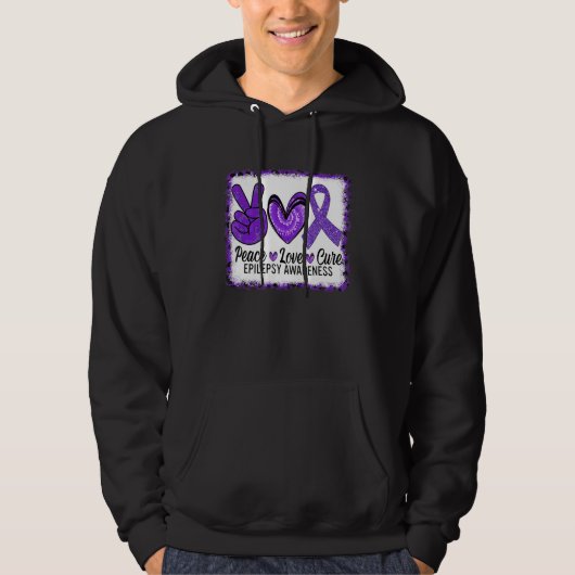 Peace Love Cure Epilepsy Awareness Warrior Survior Hoodie (Voorkant)