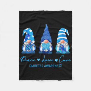 Peace Love Cure Gnome Diabetes Awareness Survivors Fleece Deken