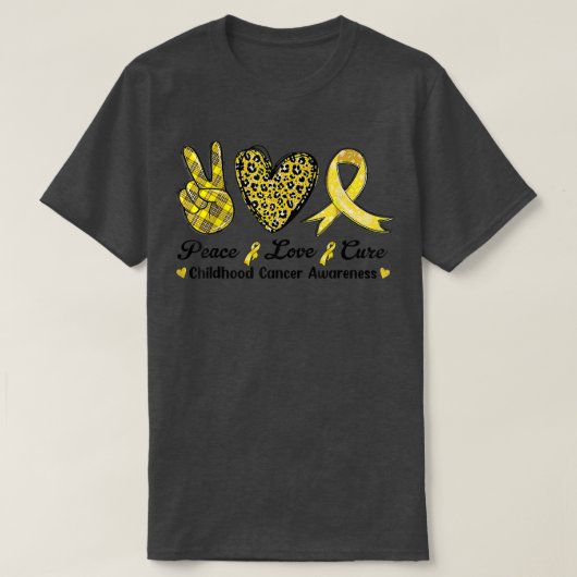 Peace Love Cure-Heart Leopard Childhood Cancer Awa T-shirt (Design voorkant)