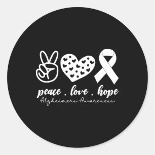 Peace Love Cure Heimerheimer's Awaren Ronde Sticker