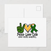 Peace Love Cure Kidney Disease Awareness Aankondigingskaart (Voorkant / Achterkant)