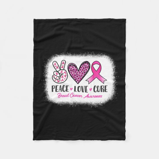 Peace Love Cure Leopard Breast Cancer Awareness Fleece Deken (Voorkant)