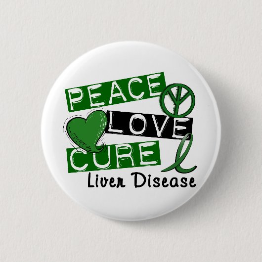 Peace Love Cure Liver Disease Ronde Button 5,7 Cm (Voorkant)
