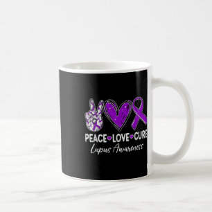Peace Love Cure Lupus Awareness Warrior Paarse Rib Koffiemok