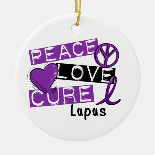 Peace Love Cure Lupus Keramisch Ornament (Voorkant)