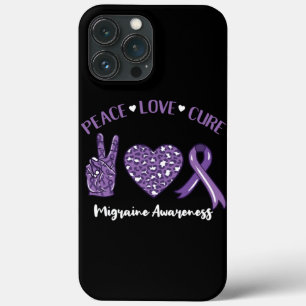 Peace Love Cure Migraine Awareness Rib iPhone 13 Pro Max Hoesje
