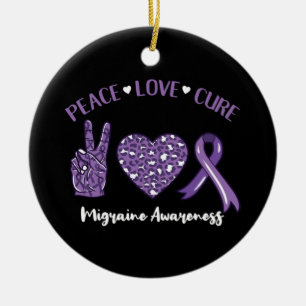Peace Love Cure Migraine Awareness Rib Keramisch Ornament
