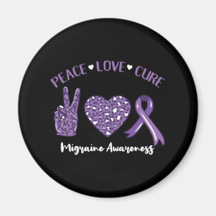 Peace Love Cure Migraine Awareness Rib Magneet