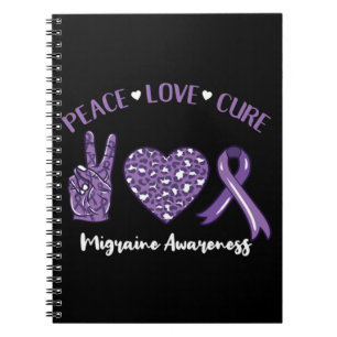 Peace Love Cure Migraine Awareness Rib Notitieboek