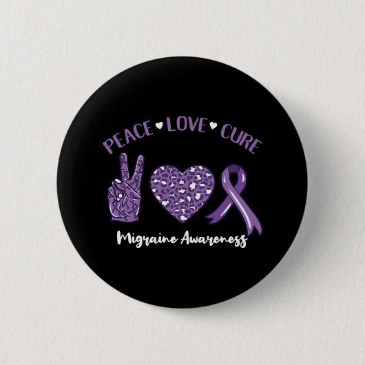 Peace Love Cure Migraine Awareness Rib Ronde Button 5,7 Cm (Voorkant)
