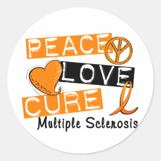 Peace Love Cure Multiple Sclerosis MS Ronde Sticker