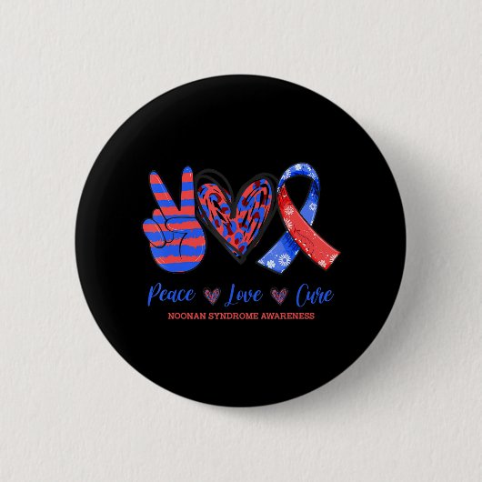 Peace Love Cure Noonan Syndrome Awareness Ronde Button 5,7 Cm (Voorkant)