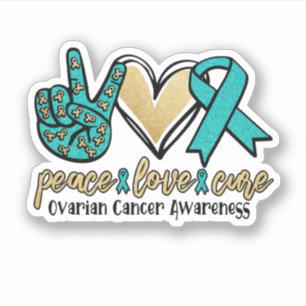 Peace Love Cure Ovarian Cancer Awareness Sticker