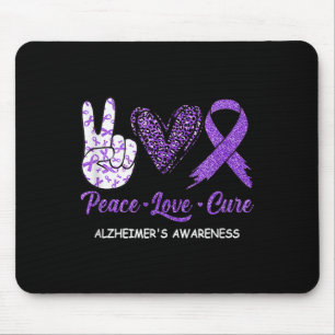 Peace Love Cure Paarse lint Alzheimer Disease Aw Muismat