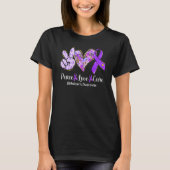Peace Love Cure Paarse Ribbon Alzheimer Awarenes T-shirt (Voorkant)