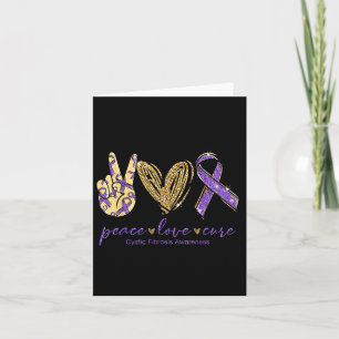 Peace Love Cure Paarse Ribbon Cystic Fibrosis Kaart