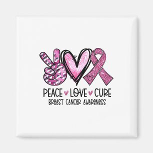 Peace Love Cure Pink Ribbon Cancer Breast Awarenes Magneet