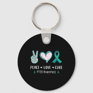 Peace Love Cure PTSS Stress Disorder Awareness Man Sleutelhanger