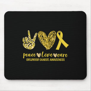 Peace Love Cure Ribbon Childhood Cancer Awareness Muismat