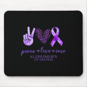 Peace Love Cure Ribbon Leopard Heimerheimer Brain Muismat