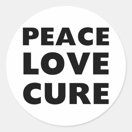 Peace Love Cure Ronde Sticker (Voorkant)