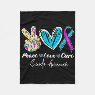 Peace Love Cure Suicide Prevention Awareness Heart Fleece Deken