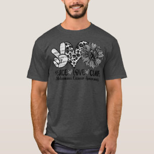 Peace Love Cure Sunflower Leopard Melanoma Cancer T-shirt