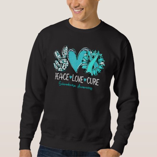 Peace Love Cure Sunflower Teal Ribbon Scleroderma  Trui (Voorkant)
