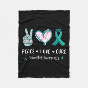 Peace Love Cure Tourette Syndrome Awareness Mannen Fleece Deken