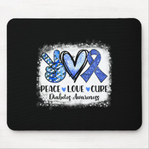 Peace Love Cure Type 1 Diabetes Awareness T1d Blue Muismat