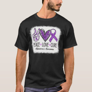 Peace Love Cure We Draag Paarse voor Alzheimer's A T-shirt