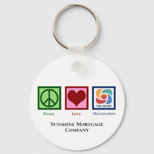 Peace Love Custom Business Logo Sleutelhanger
