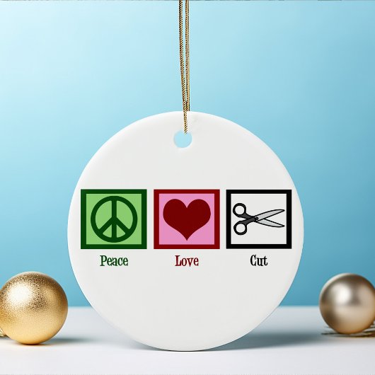 Peace Love Cut Keramisch Ornament