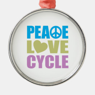 Peace Love Cycle Metalen Ornament